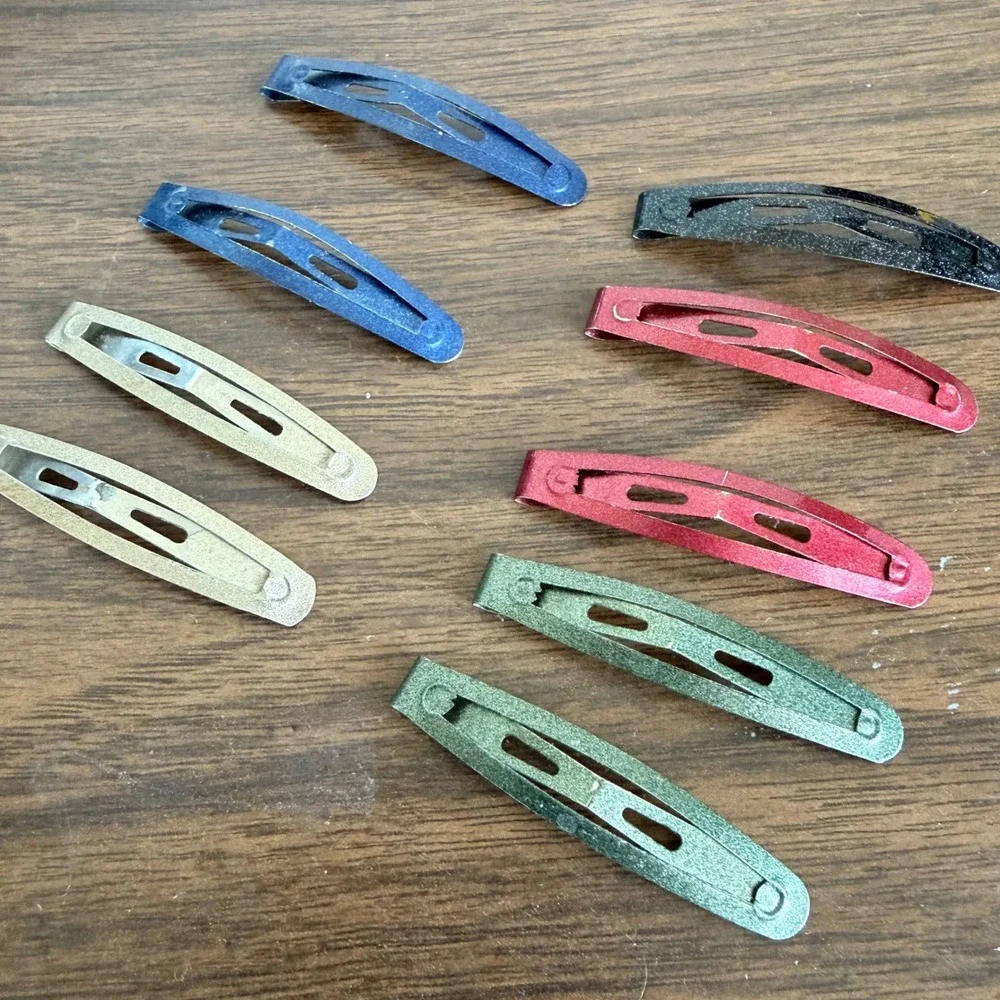 Vintage Multi Color Metallic Shimmer Snap Hair Clips Y2K Barrettes Lot Of 9